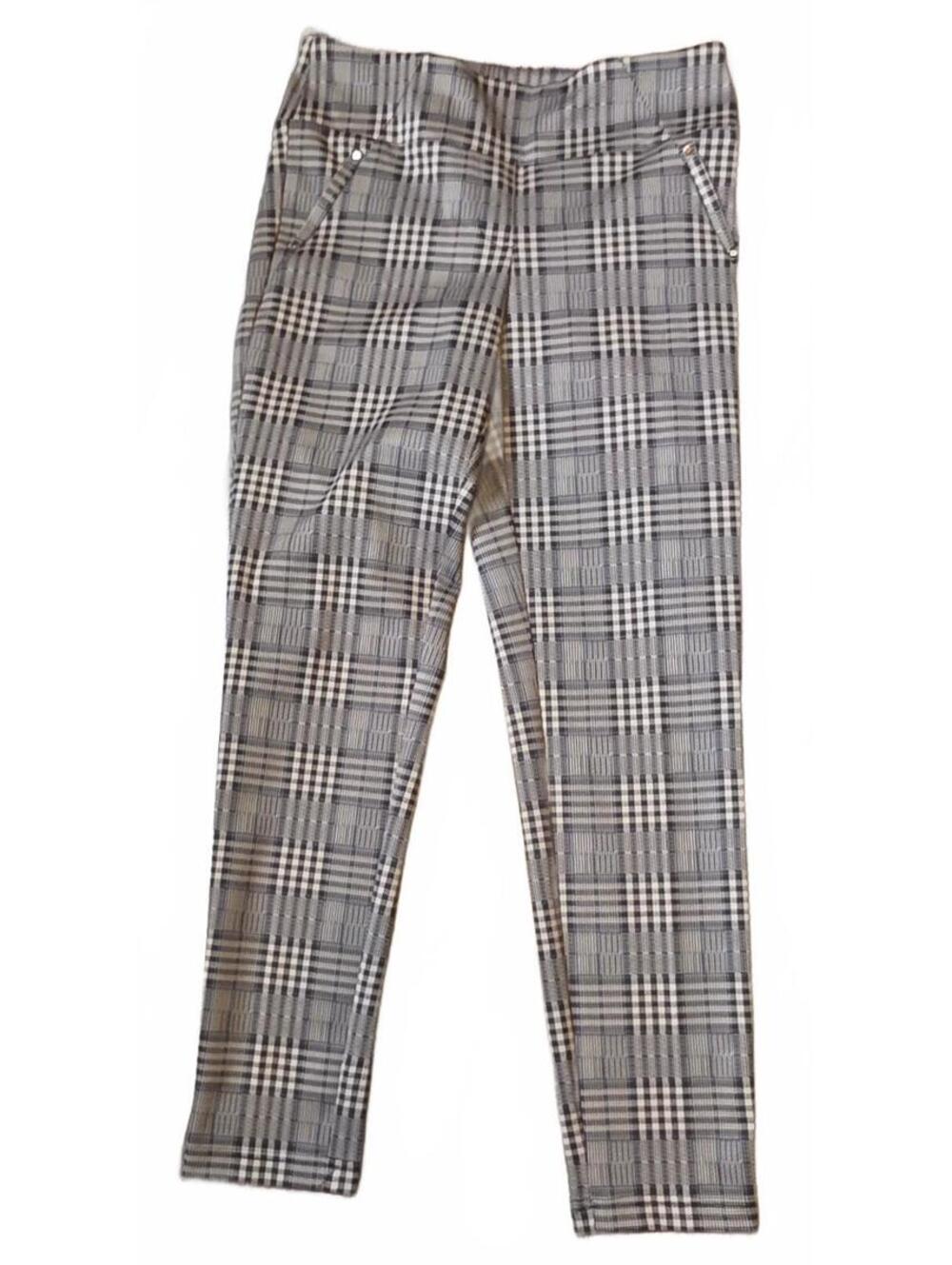 SOHO Women's Plaid Stretch Pants - Size Small Black and Taupe